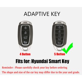 HIBEYO Key Fob Cover for Hyundai Accent Azera Elantra GT Grandeur I30 IG IX35 Kona Palisade Santa Fe Solaris with Keychians Key Case Shell Soft TPU 5 Button Car Key-Gray