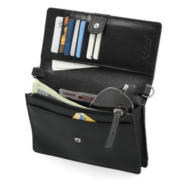 Timberland Women's Rfid Leather Crossbody Bag Wallet Purse, Black (Pebble), One Size