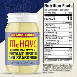 McKay's Chicken and Beef Flavored Soup Seasoning, Gluten Free, Vegetarian Instant Broth, Bullion Powdered Seasoning, Good on Meats, Veggies or in Soup! (No MSG Added Variety, 2 Pack)