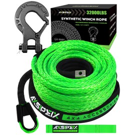 Synthetic Winch Rope Kit, 1/4" x 50ft 10000LBS Blue Winch Cable with Protective Sleeve, Forged Winch Hook, Rubber Stopper and Safety Pull Strap for ATV UTV