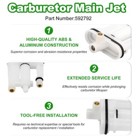 4 PCS 592792 Carburetor Main Jet for Briggs Stratton Main Jet, Replace 09P702 Lawn & Garden Equipment, 59 Jet Set Fits for 09P702-0001-B1, 09P702-0006-B1, 09P702-0003-F1, 09P702-0005-F1, More