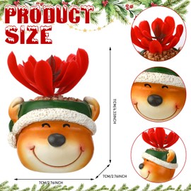 FoldTier 3 Pcs Christmas Artificial Succulent Plants in Pots Resin Mini Fake Flower Planter Santa Reindeer Snowman 4.5 Inch Small Faux Pot Plants Christmas Decorations for Home Indoor Decor