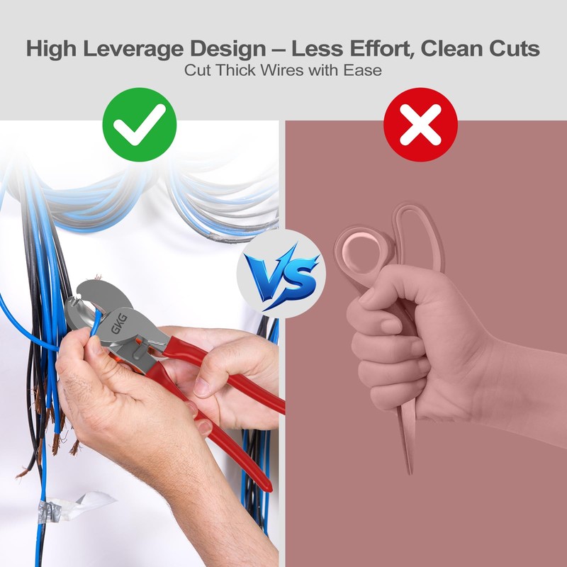 GKG 10 Inch Heavy Duty Wire Cutters,High Leverage Cable cutters
