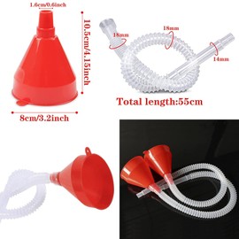 Norhogo 8 Piece Funnel Set, Filling Funnel Set, Right Angle Flexible Plastic Funnel Set, with Hose & Strainer for Oil Change, Funnel Set for Car, Workshop and Household