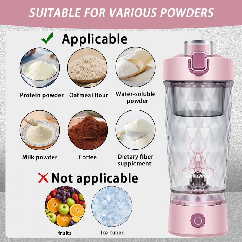 Electric Protein Shaker Bottle, USB Rechargeable Mixing Cup, Water Drink