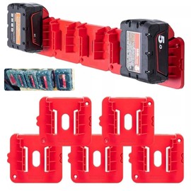 Battery Holders Fit for Milwaukee 18V Mount Fit for M18 Battery, Wall Mount Batteries Storage for Work Van, Shelf, Toolbox - 5 Pack