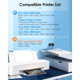 2 Black 64XL Ink Cartridge for HP Printer Combo Pack Replacement for HP 64 XL HP64XL Cartouche Encre for HP Envy Photo 6200 Series 6230 6232 6255 6258 7120 7100 7158 7800 7820 Tango X Series Printer