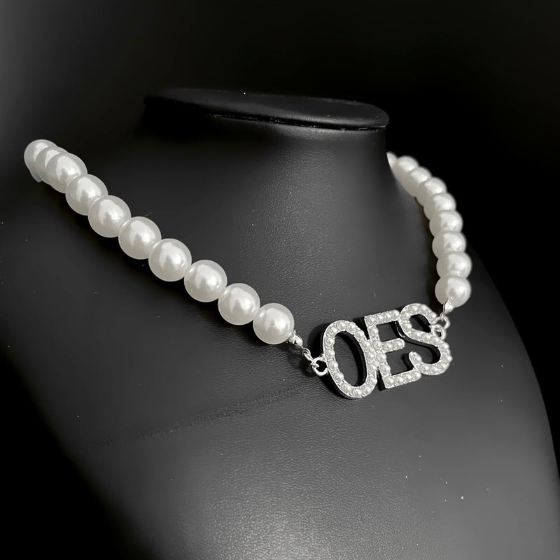 Order Of The Eastern Star Society Beads Necklace OES White
