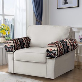 Wanzuoeng Aztec Tribal Print Armrest Covers for Sofa, One Pair Sofa Arm Cover Stretchable Couch Arm Covers, Wear-Resistant Arm Covers for Chairs Couch Sofa Armchair