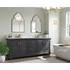 Scalloped Bathroom Mirror, 36" x 24" Arched Black Vanity Mirror