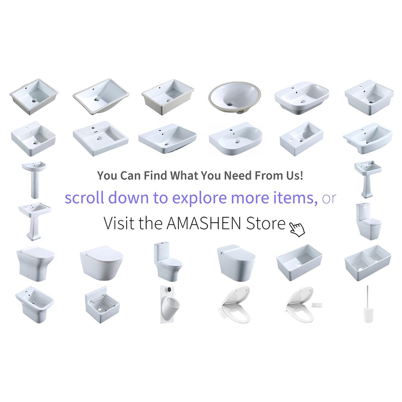 AMASHEN 17-Inch Undermount Bathroom Sink, White Ceramic Rectangular Vanity Sink