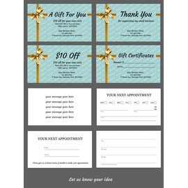 IMPACTONLINEPRINTING Custom Business cards - Good for Gift Certificates, Coupon cards, Thank you cards (TEAL-RIBBON)