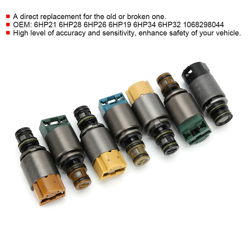 7Pcs Transmission Solenoid Valve Set Fit for 545i/550i/645ci/645Li/650i/5 7 Series