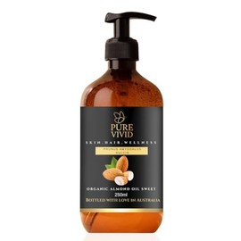 Sweet Almond Oil Organic 250ml – Cold Pressed & Unrefined – Cosmetic Grade for Skin, Hair & DIY – Pure, Unscented – Pump Bottle