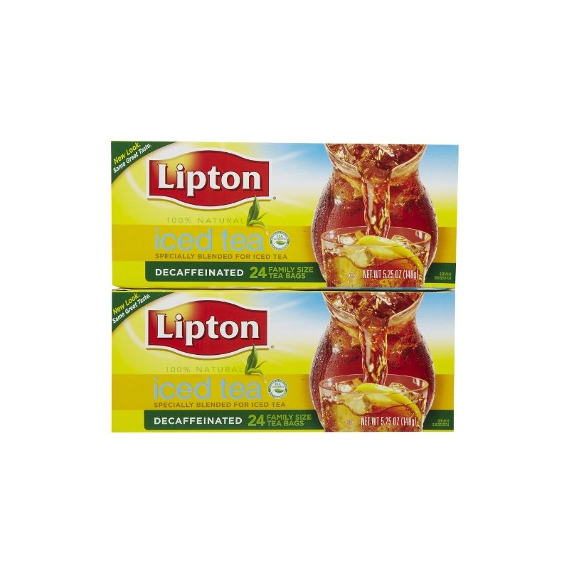 Lipton Iced Tea Decaffeinated, Family Size Tea Bags, 24 Count,