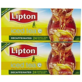 Lipton Iced Tea Decaffeinated, Family Size Tea Bags, 24 Count, Pack of 2