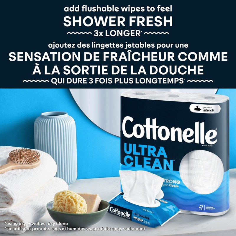 Cottonelle Ultra Clean Mega Bathroom Tissue, White, 312 Sheets Per