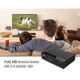 EDISION Picco T265 Full HD H.265 HEVC Terrestrial FTA Receiver T2, (1x DVB-T2, USB, HDMI, SCART, S/PDIF, IR Eye, USB Support, 2-in-1 Remote Control, Black)