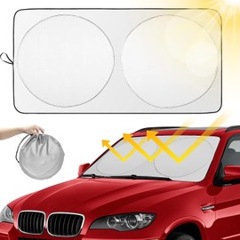 Parasoles de Coche,Parasol plegable para parabrisas de automóvil, para ventana delantera de automóvil,Que Bloquea la Luz Ultravioleta y los Rayos Solares,Apto a la mayoría de Coches y SUV (160*86)