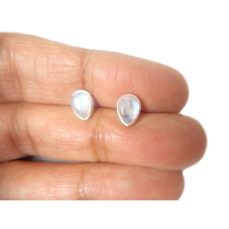 Art Gecko Moonstone Teardrop Earrings Sterling Silver 5x7mm (MST0610172), Sterling