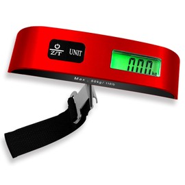 Luggage Scale, Portable Luggage Weight Scale 110lb/50kg with LED Display, Luggage Scale Travel Digital for Weighing Luggage, Backpacks, Fruits and Pets (Red)