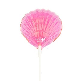 Sparko Sweets Clam Shell Lollipops, Pink, Made in USA, 12 Count, Strawberry Lemonade Flavor – Perfect for Mermaid Parties, Ariel-Themed Events, and Beach Party Favors