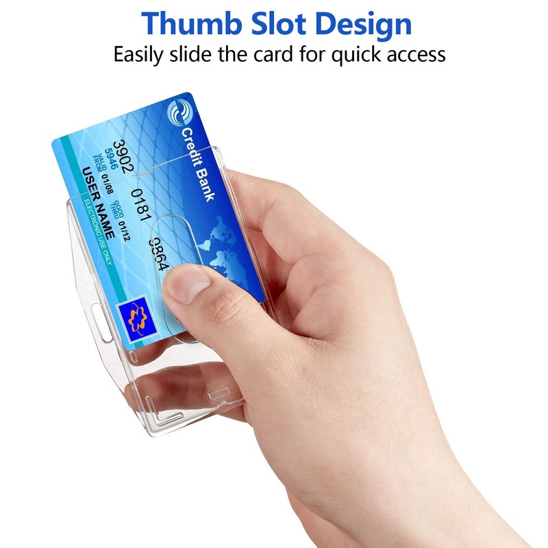 Double-Sided Horizontal and Vertical ID Card Holder, Pack of 5,