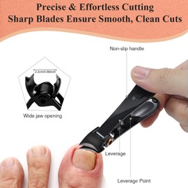 DUAIU Nail Clippers, 3Pack Professional Wide Jaw Nail Clipper for Thick Toe Nail, Slanted Nail clippers for seniors, Heavy Duty Large Nail Cutter for Men Women Ingrown Toenail