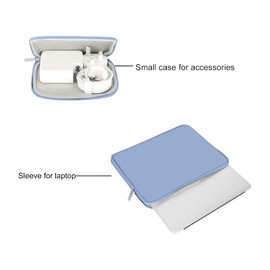 MOSISO Laptop Sleeve Compatible with MacBook Air/Pro, 13-13.3 inch Notebook, Compatible with MacBook Pro 14 inch M4 M3 M2 M1 Chip Pro Max 2024-2021, Neoprene Bag with Small Case, Serenity Blue