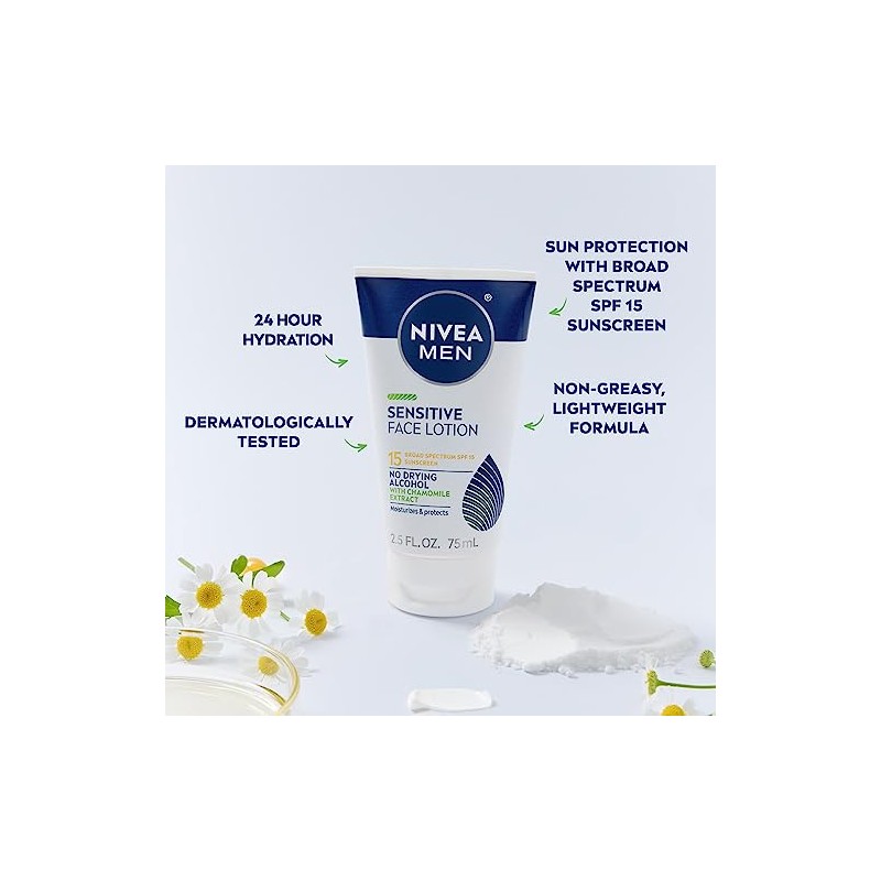 NIVEA Men Sensitive Protective Lotion 2.5 Fluid Ounce (Pack of