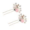 LALAFINA Crylic Flower Leaves Hair Stick 2pcs Retro Hair Chopstick
