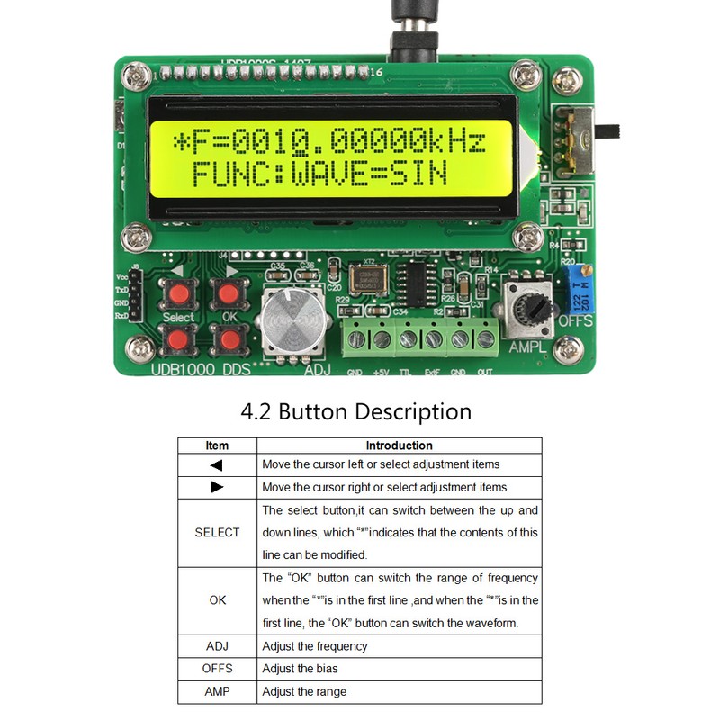 UDB1005S AC100-240V Waveform Function Signal Generator DDS Module(5MHz )