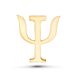 Dr's gift Psychology Psi Symbol Enamel 14K Plated Gold Brooch