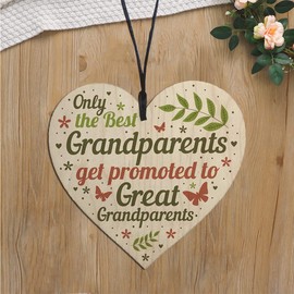 Dadaly Decor Great Grandparents Wood Sign - Best Grandparents Get Promoted to Great Grandparents Plaque Gifts Present 4 x 4 inch