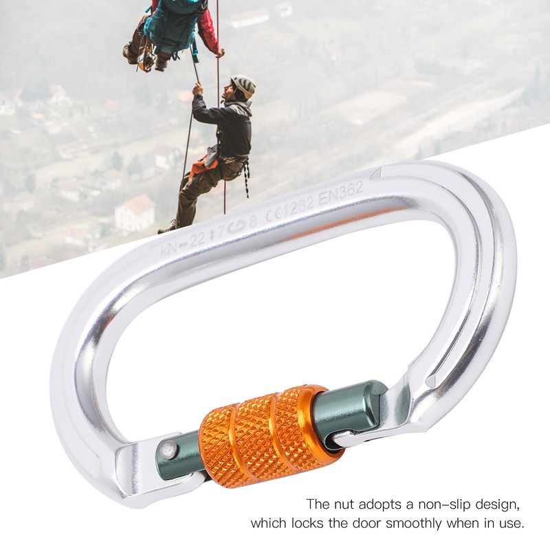 Locking Carabiner Clip Aluminum Alloy Oval Locking Heavy Duty Carabiner