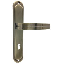 domino Door Handle 72 Handle Set BB Deadlock Set Long Plate Set Door Handle for Room Door, Office Door, Cellar Door & Interior Door L-Shape Door Fittings Made of Aluminium Bronze DEKAN M3