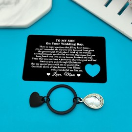 Xiahuyu Son Wedding Gifts from Mom Engraved Wallet Insert Card for Son on Wedding Day To My Son Gifts from Mom Son Wedding Day Gifts Son Wedding Card from Mom