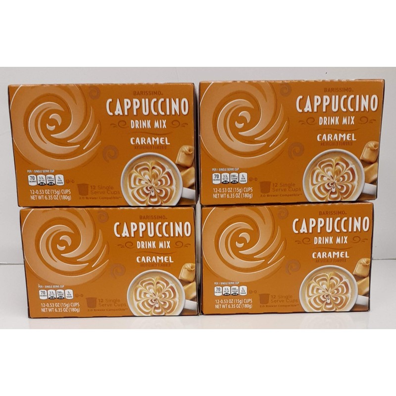 Barissimo Caramel Cappuccino Coffee Drink Mix K-Cup Compatible 4 boxes
