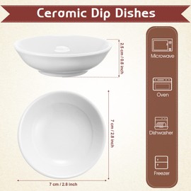 Mimorou 50 Pcs Soy Sauce Dish Ceramic White Dipping Bowls Bulk, 1.2 oz Asian Small Porcelain Sauce Bowls for Sushi, ketchup, Vinegar, Olive Oil, Soy, Spices, BBQ Chip and Dip Serving Bowl Set Gift