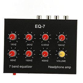 7 Band Audio Equalizer, Adjustable 7 Band EQ Amplifier Equalizer with Input Output, High Bass Setting, Digital Dual Channel Equalizer