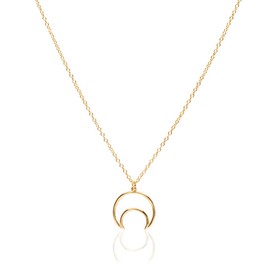 BELLABOHO Crescent Moon Necklace 16 inch Gold plated Chain with a 2 inch Extension