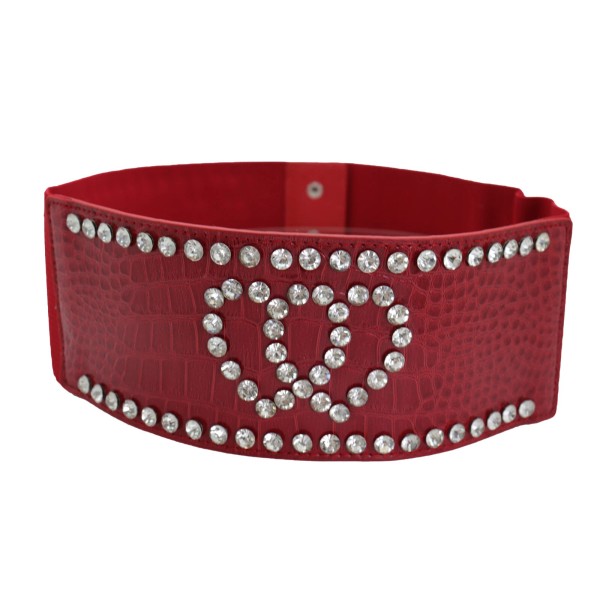 Unbranded Women Red Elastic Wide Friendship Statement Belt Hip High