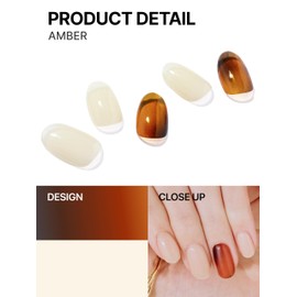 UUUUU. Semi Cured Gel Nail Strips (Spring Collection) - 100% Real Gel, Long-Lasting & Easy to Apply & Remove, works any UV/LED Lamps - Spring 2025, Nail inspo,Nail Art Stickers - Amber