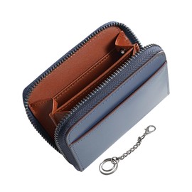 LUOLUO Coin Purse, Men's, Genuine Leather, Coin Case, Italian Leather, Keys, Card Slot, YKK Zipper, Small Wallet, Compact, Large Capacity, Red, blue
