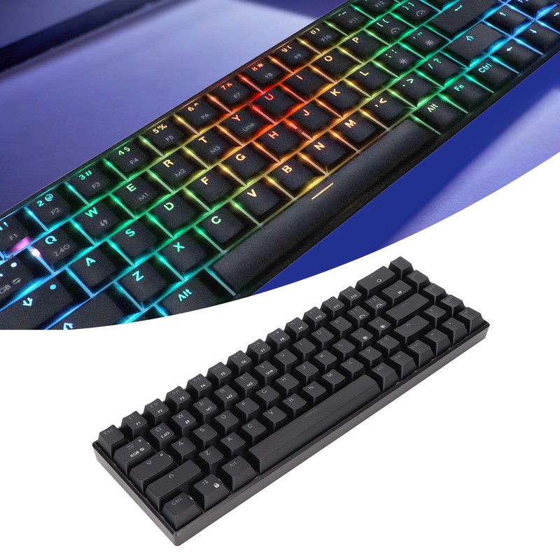Wireless 2.4 G Mechanical Keyboard Black 68 Keys RGB Dynamic