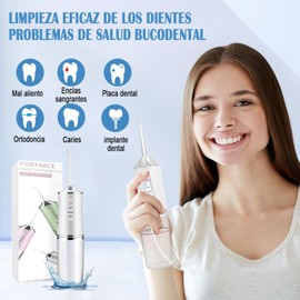 Irrigador Bucal,Limpieza Dental Portatil,3 Modos de Limpieza y 4 Puntas,irrigador Dental Inalámbrico 220ML,IPX7 impermeable,Irrigador Oral Desmontable Para Dientes,Encías,para Hogar,Viajes (Color 1)