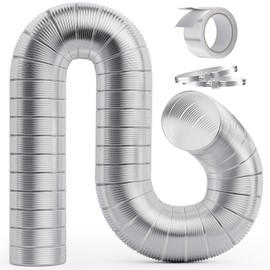 HOOMESUN 4 Inch 5FT Semi Rigid Dryer Vent, Flexible Aluminum Dryer Vent Hose with Clamps, 3.9 Mil Aluminum Foil Tape for HVAC Ventilation, Duct Fan Systems