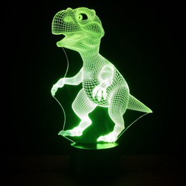 Comiwe Dinosaur (A) 3D Illusion Night Light Toy, Decoration LED Bedside Lamp, 16 Colours Change with Remote Control, Christmas Decoration Lamp, Birthday Gift for Girls, Boys, Children, Friends