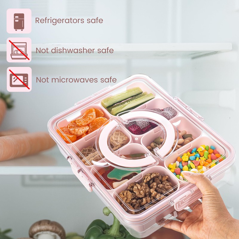 Divided Serving Tray with Lid and Handle - Snackle Box