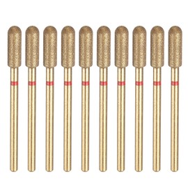 sourcing map 10pcs 200-230 Grits Diamond Grinding Bit 4mm Cylindrical Ball Head 2.35mm Shank 12mm Length Titanium Plated Stone Sanding Drill Bits Rotary Tool for Nails Grinding Polishing
